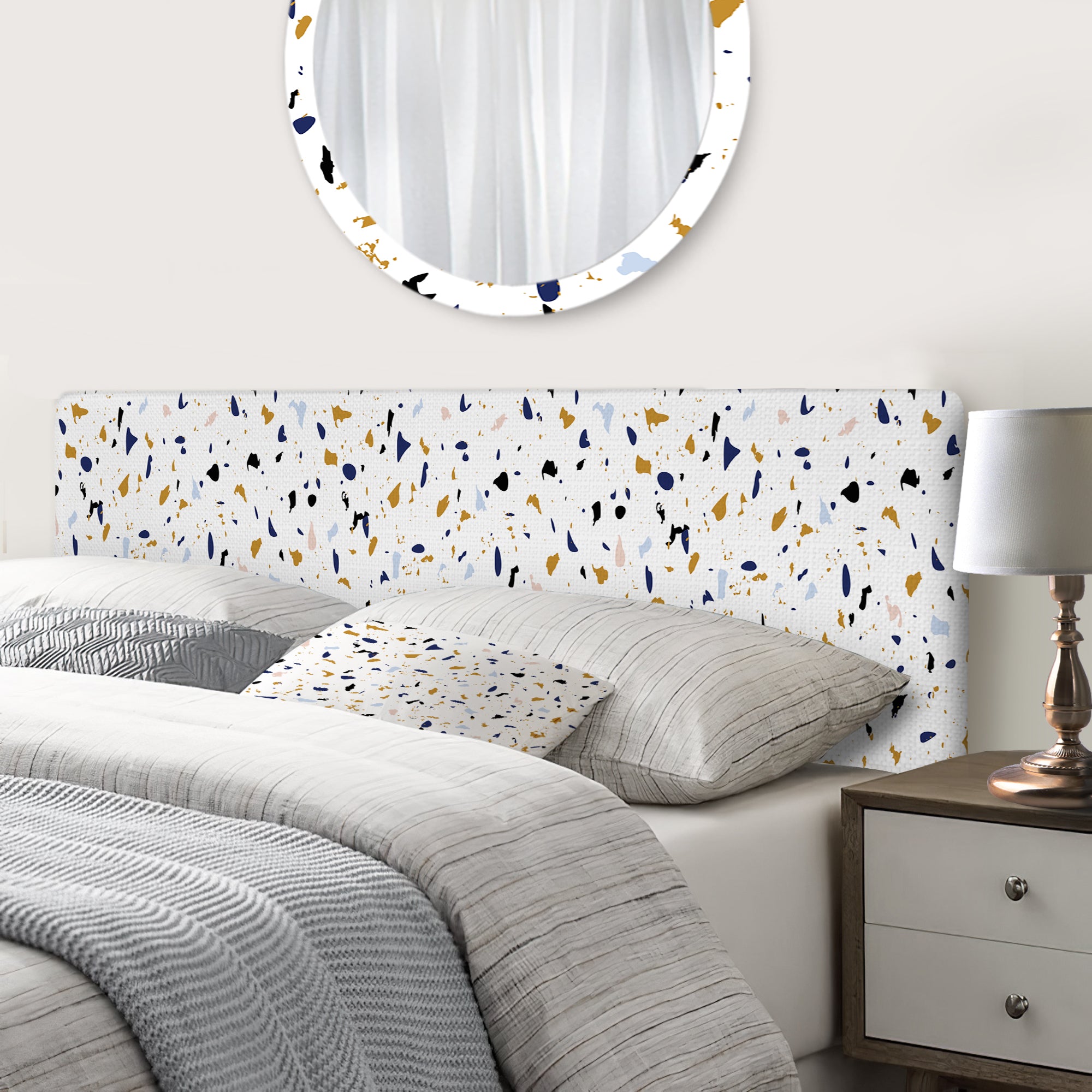 Pink And Brown Terrazzo IV upholstered headboard