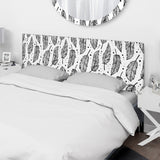 Black Boho Feathers On White upholstered headboard