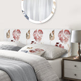 Minimalistic Foliage In Red Blue And Brown upholstered headboard