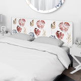 Minimalistic Foliage In Red Blue And Brown upholstered headboard