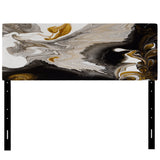 Gold And Black Marble Waves IV upholstered headboard