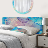 Blue And Pink Marble Ink Clouds II upholstered headboard