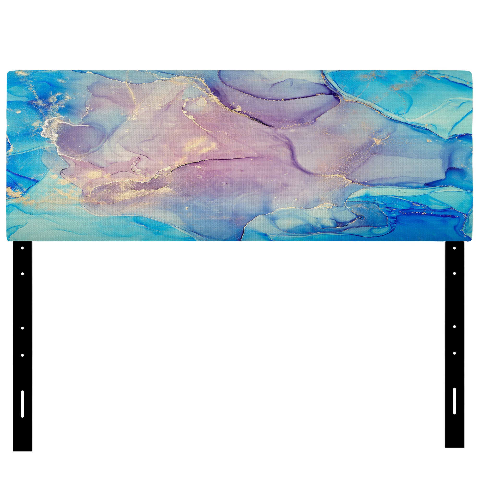 Blue And Pink Marble Ink Clouds II upholstered headboard