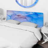 Blue And Pink Marble Ink Clouds III upholstered headboard