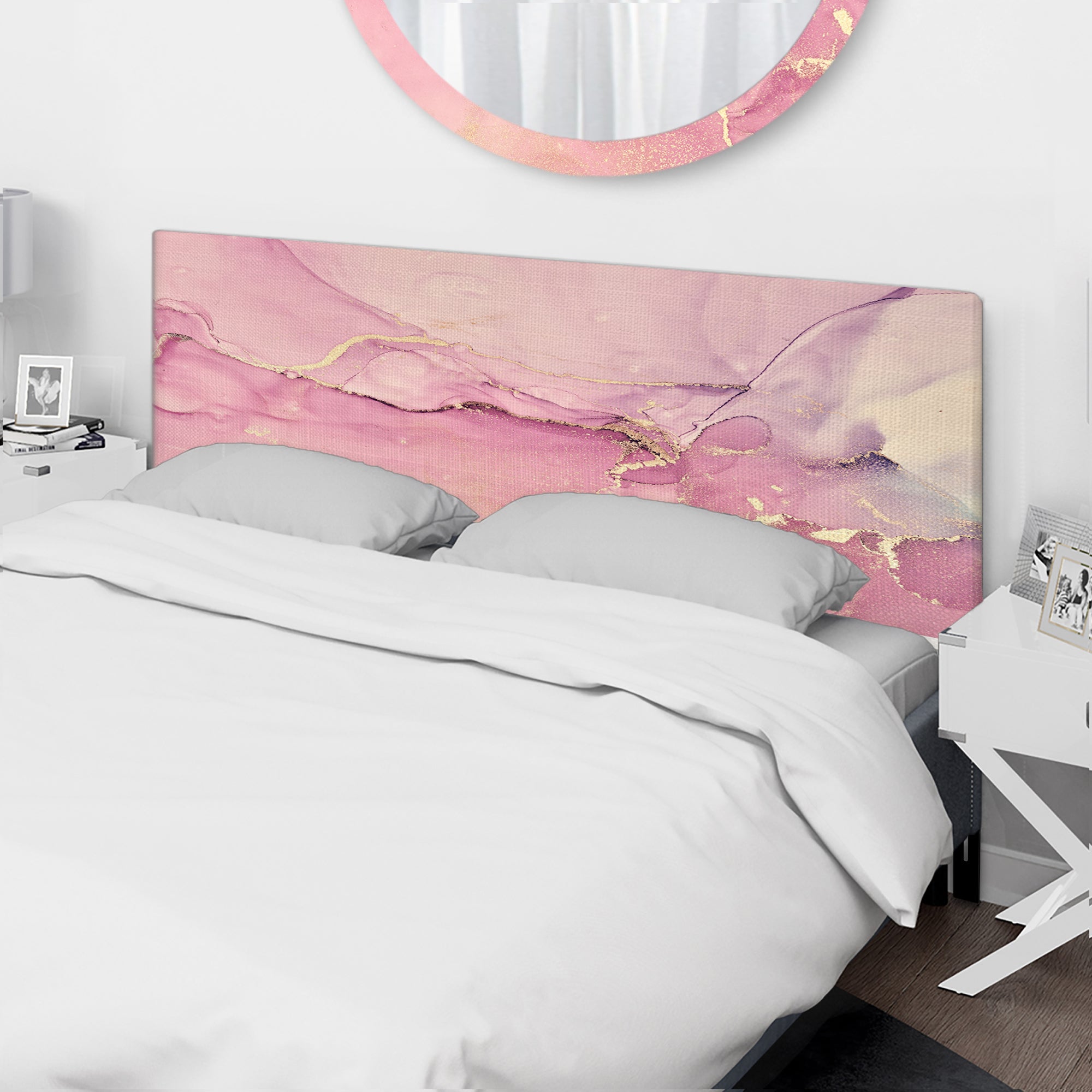 Pink Marble Waves II upholstered headboard