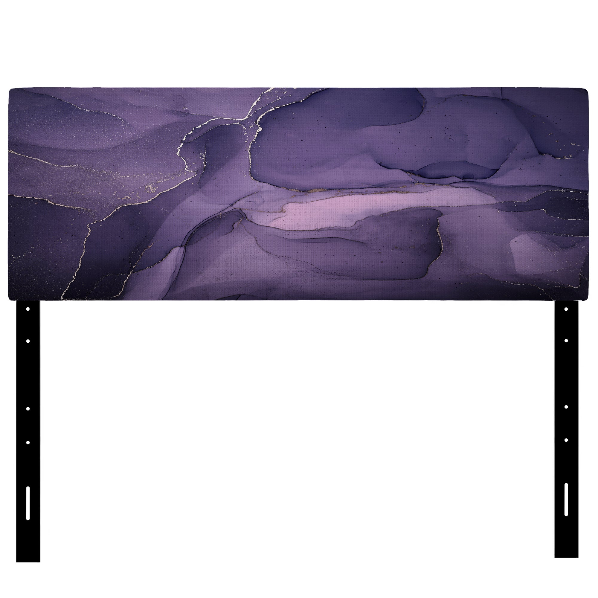 Purple And Grey Marble Ink Clouds II upholstered headboard