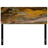 Orange Black And Grey Marble Art upholstered headboard