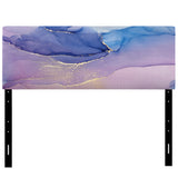 Pink And Blue Ink Clouds III upholstered headboard