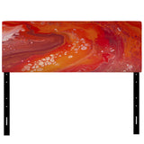 Vibrant Red Marble Landscape upholstered headboard