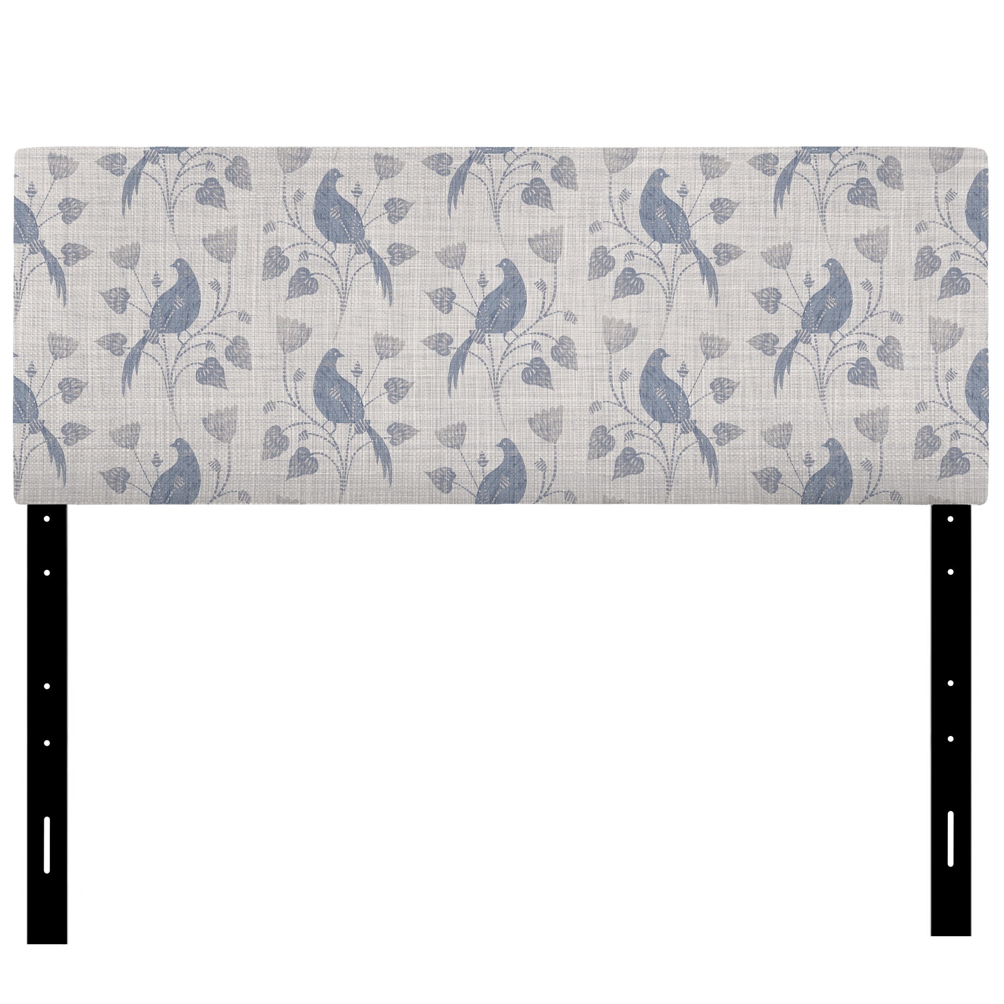 Vintage Blue Farmhouse Flower II upholstered headboard