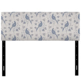 Vintage Blue Farmhouse Flower II upholstered headboard