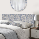 Vintage Blue Farmhouse Flower III upholstered headboard
