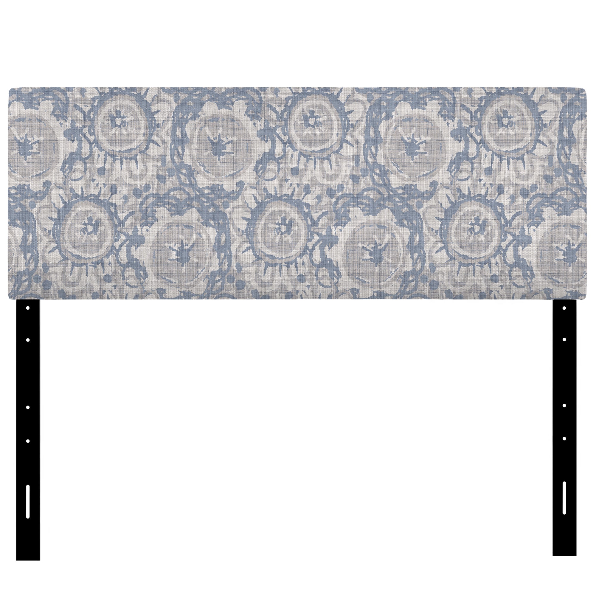 Vintage Blue Farmhouse Flower III upholstered headboard