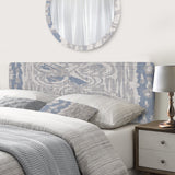 Vintage Blue Farmhouse Flower VII upholstered headboard