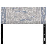 Vintage Blue Farmhouse Flower VII upholstered headboard