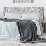 Vintage Blue Farmhouse Flower VII upholstered headboard