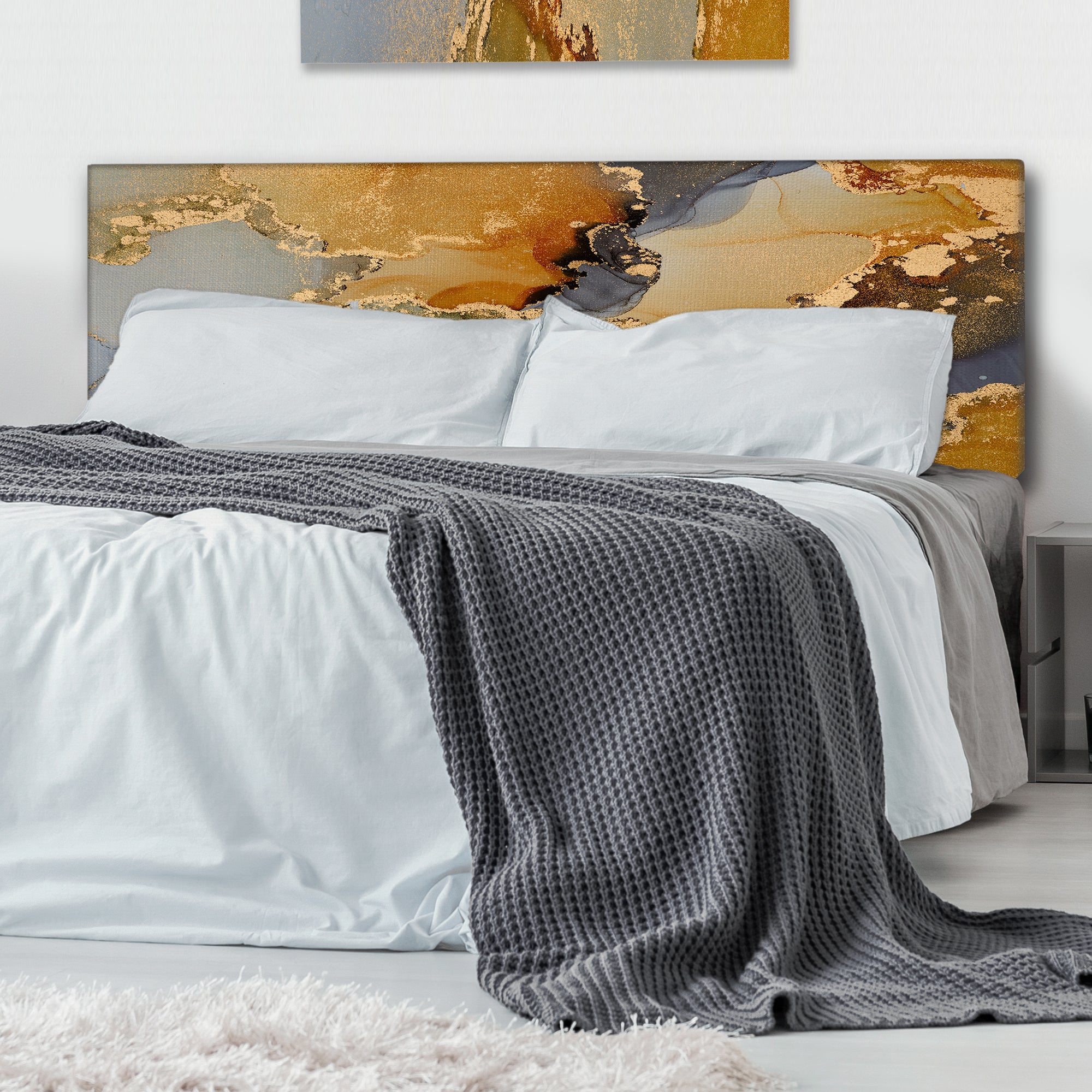 Brown Luxury Abstract Fluid Art I upholstered headboard