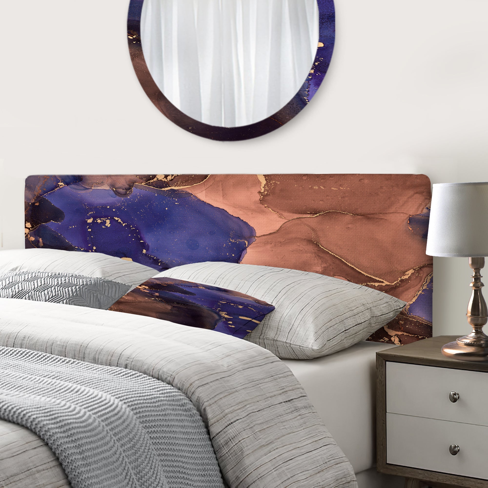 Brown Luxury Abstract Fluid Art VIII upholstered headboard