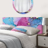 Purple And Turquoise Luxury Abstract Fluid Art IV upholstered headboard