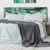 Green Luxury Abstract Fluid Art III upholstered headboard