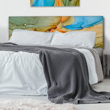 Brown And Blue Luxury Abstract Fluid Art III upholstered headboard