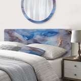 Blue And Grey Luxury Abstract Fluid Art III upholstered headboard