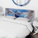 Blue And Grey Luxury Abstract Fluid Art III upholstered headboard