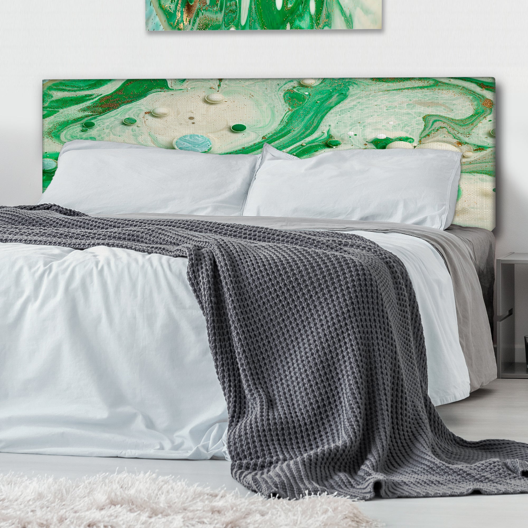 Abstract Fluid Art Colourful Acrylic Bubbles I upholstered headboard