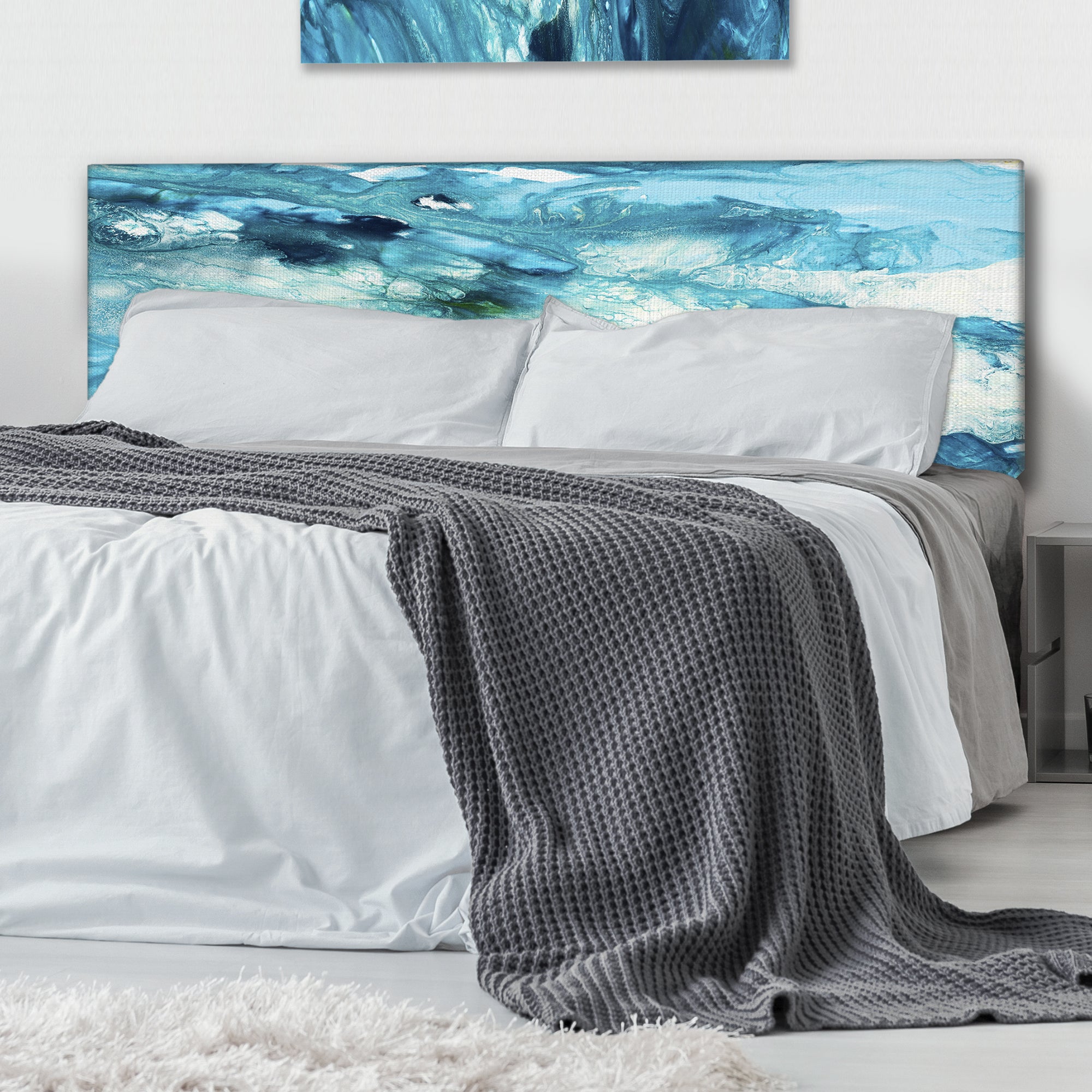 Liquid Blue Universe upholstered headboard