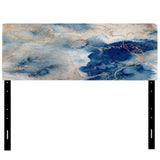 Blue And Gold Marble Clouds III upholstered headboard