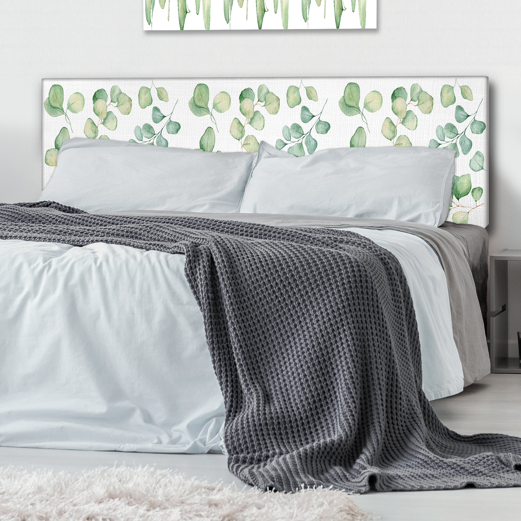 Eucalyptus Leaves Illustration Isolated On White I upholstered headboard