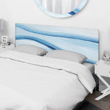 Liquid Ink Art In Shades Of Light Blue V upholstered headboard