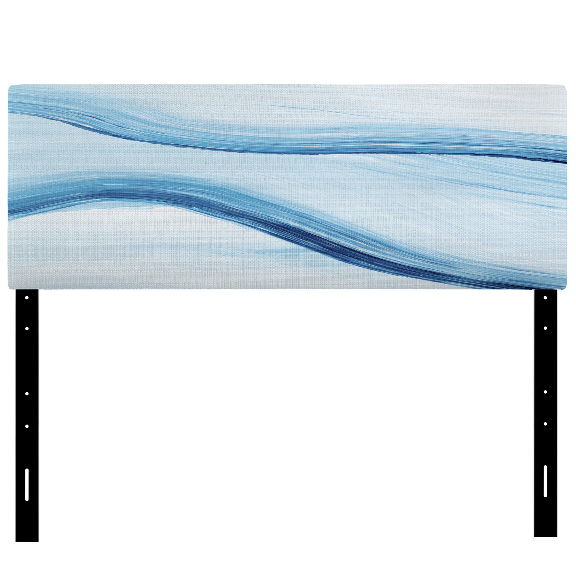 Liquid Ink Art In Shades Of Light Blue V upholstered headboard