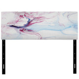 Blue And Pink Liquid Art I upholstered headboard
