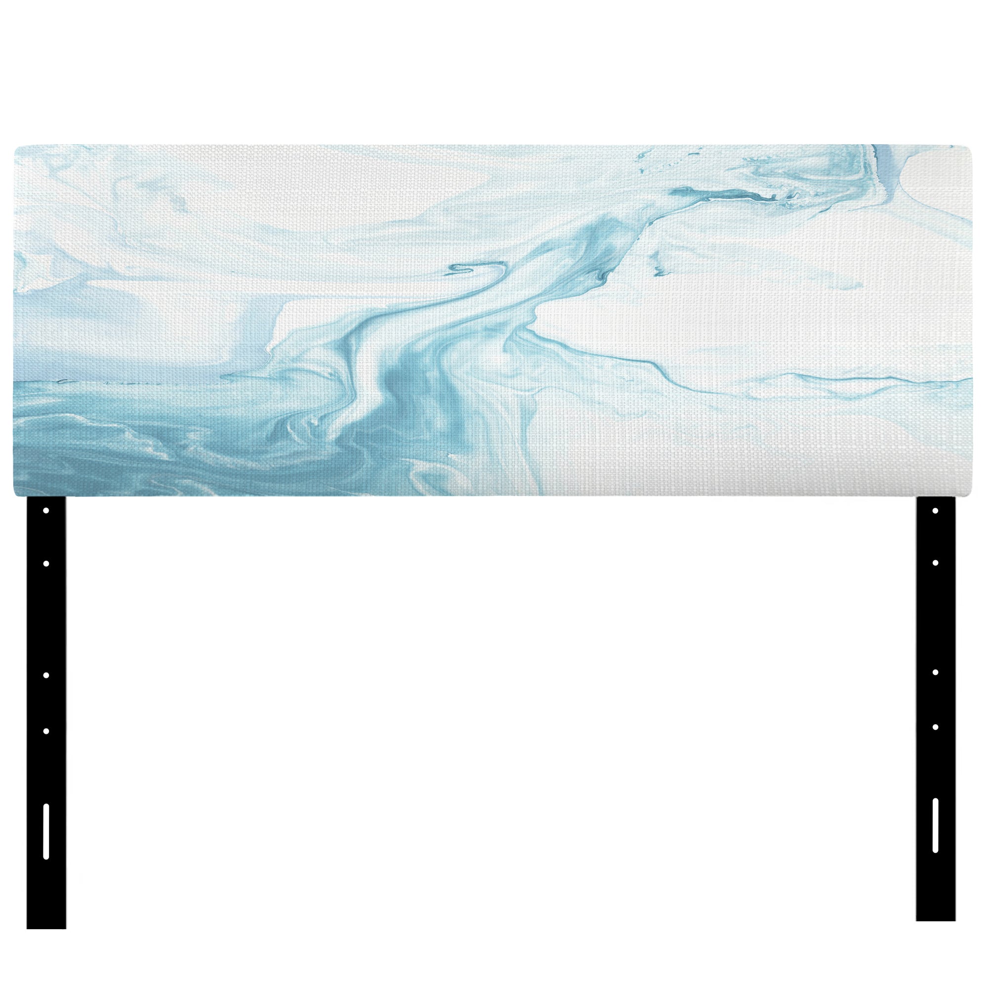 Light Blue And White Liquid Marble Art upholstered headboard
