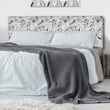 Black And White Floral Pattern upholstered headboard