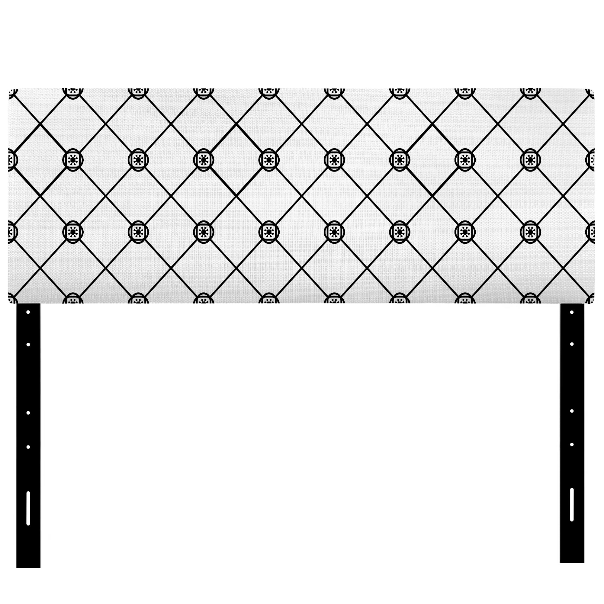 Geometric Diamond Tiles Black And White upholstered headboard