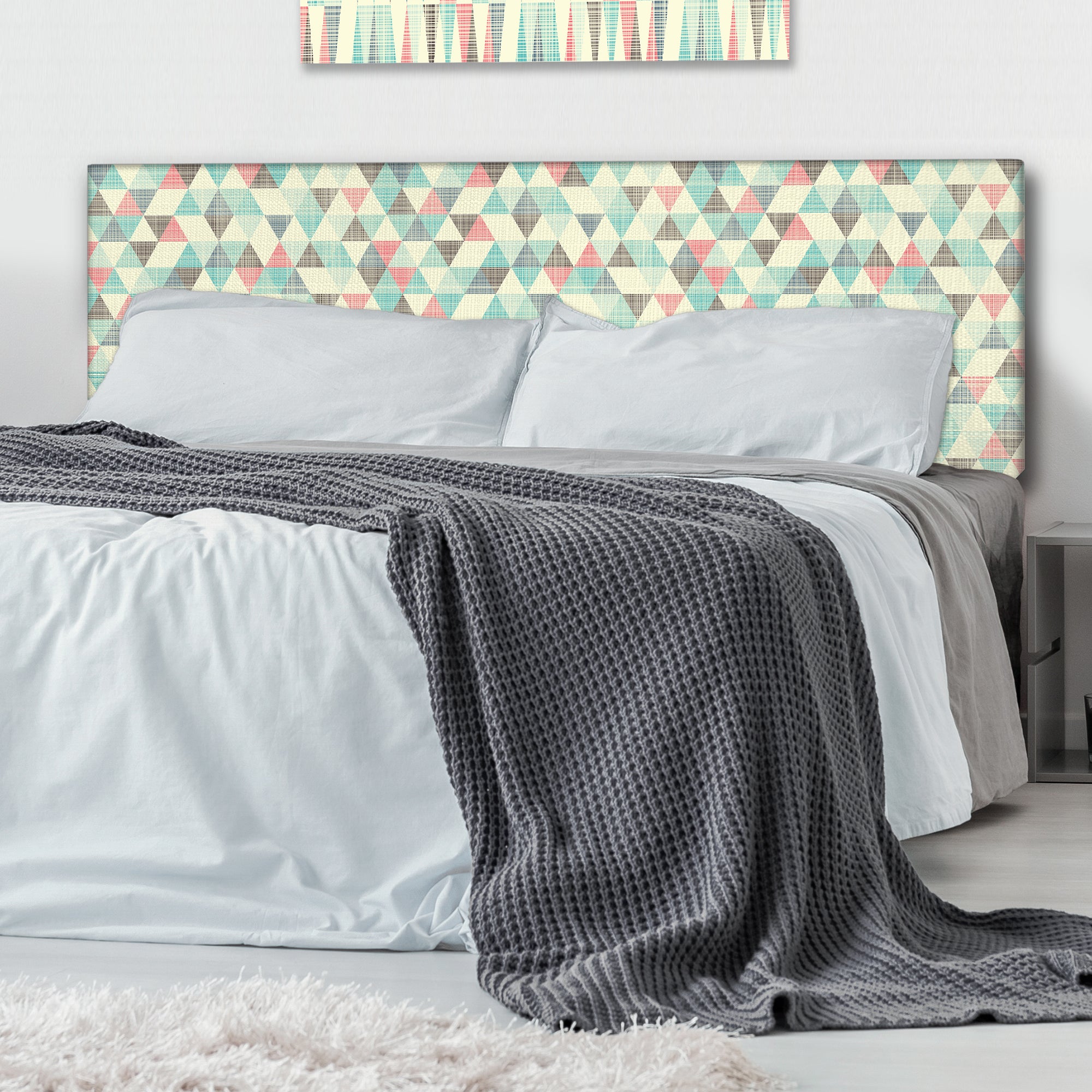 Multicolor Triangular Geometrics I upholstered headboard