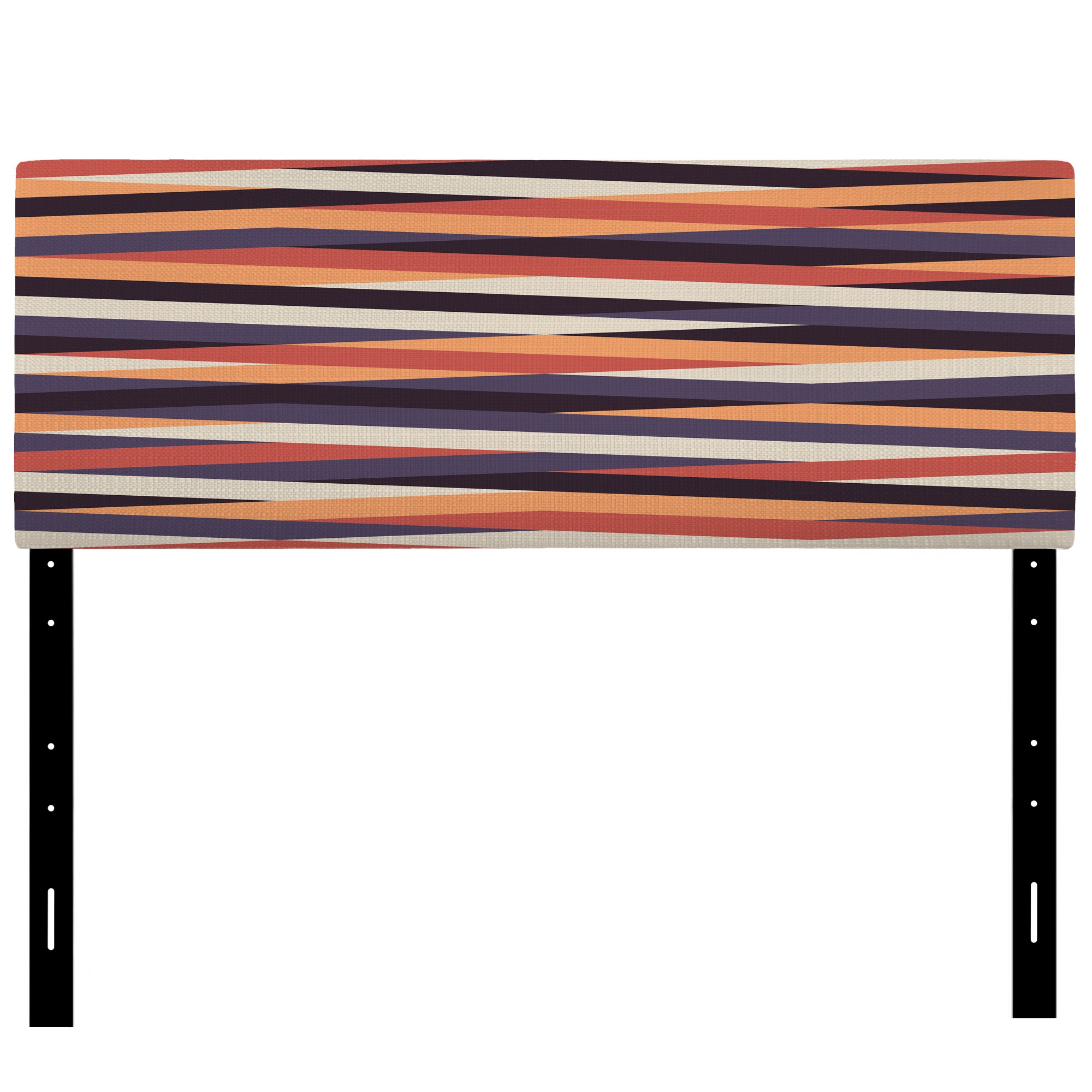 Retro Grey And Orange Strioed Geometrics upholstered headboard