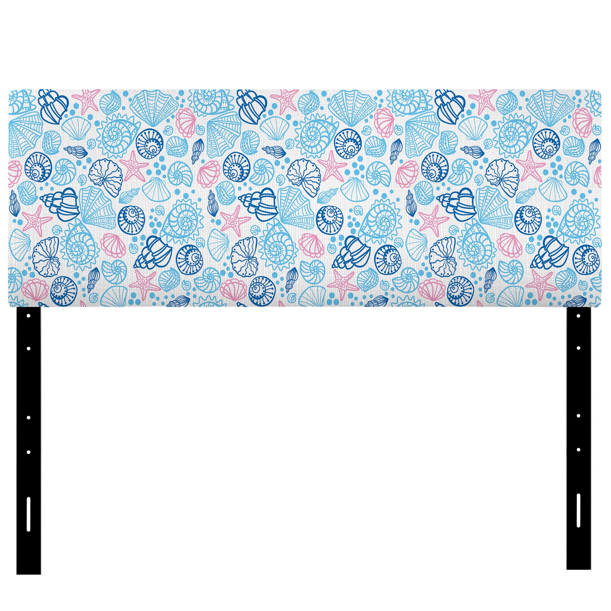 Red Sea Stars With Blue Seashells upholstered headboard