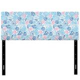Red Sea Stars With Blue Seashells upholstered headboard
