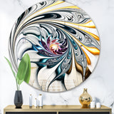 Designart 'White Stained Glass Floral Art' Modern Mirror - Contemporary Oval or Round Wall Mirror - 32x32