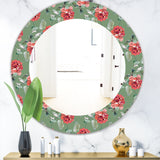 Designart 'Green Flowers 1' Traditional Mirror - Oval or Round Wall Mirror