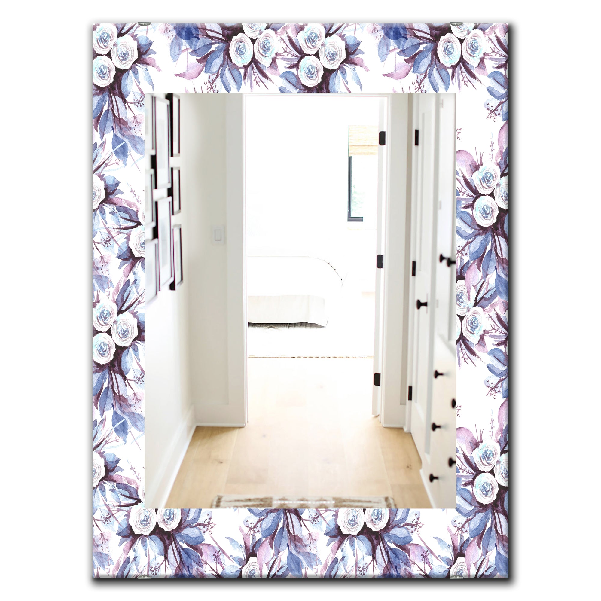 Designart 'Purple Bloom 1' Traditional Mirror - Oval or Round Bathroom Mirror