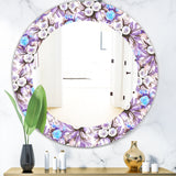 Designart 'Purple Bloom 4' Traditional Mirror - Oval or Round Bathroom Mirror