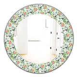 Designart 'Green Flowers 10' Traditional Mirror - Oval or Round Wall Mirror