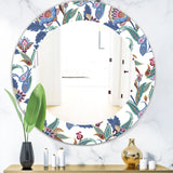 Designart 'Tropical Mood Blue 1' Bohemian and Eclectic Mirror - Oval or Round Wall Mirror
