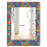 Designart 'Colored Indian Ornament' Bohemian and Eclectic Mirror - Oval or Round Wall Mirror