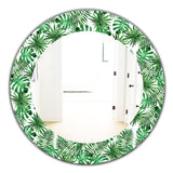Designart 'Tropical Mood Foliage 8' Bohemian and Eclectic Mirror - Oval or Round Wall Mirror