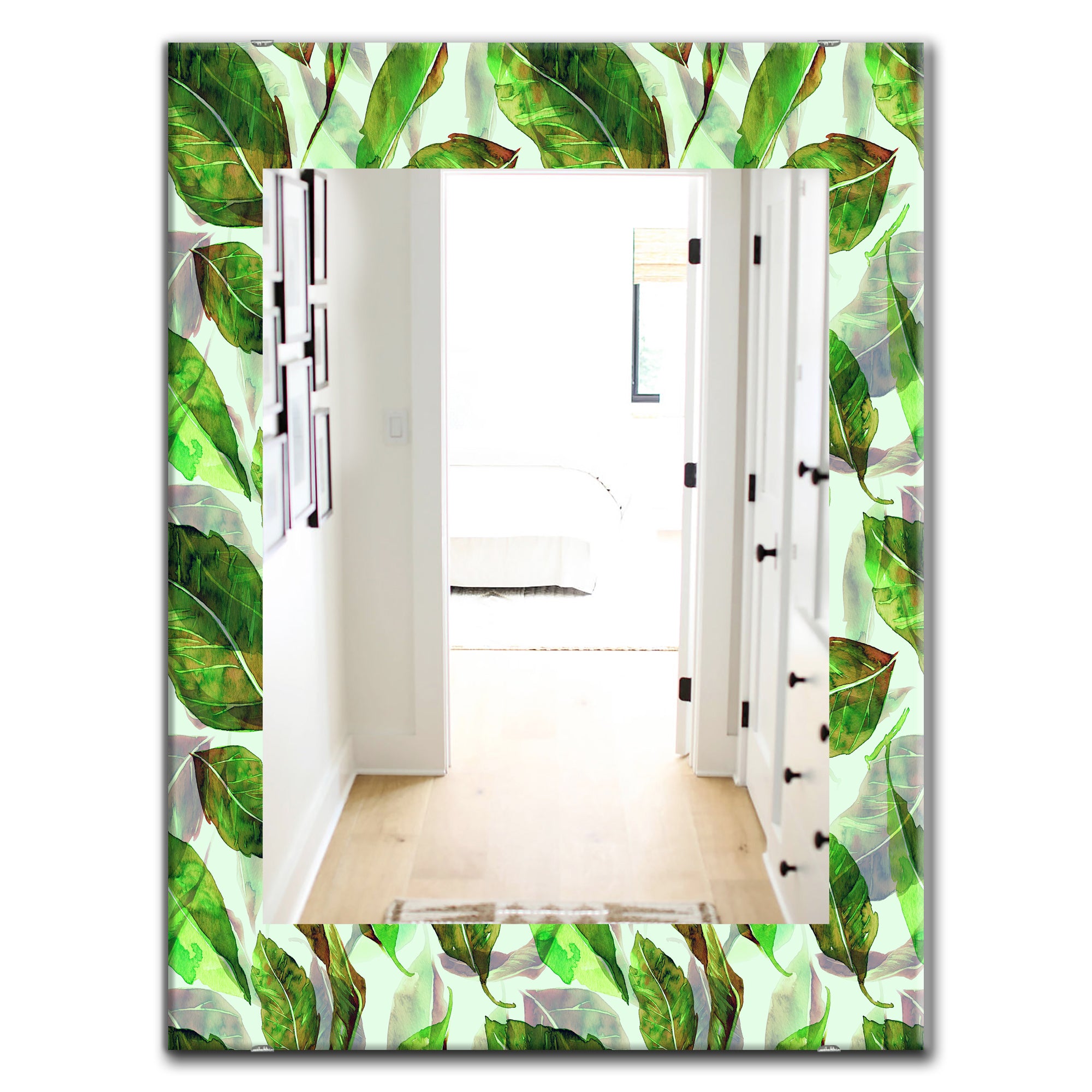 Designart 'Tropical Mood Foliage 10' Modern Mirror - Oval or Round Wall Mirror